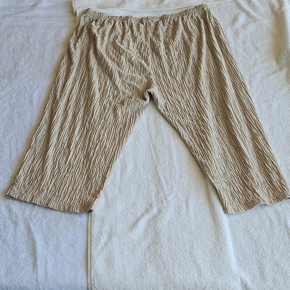 Fashion Code USA Womens 2 Piece Set Crinkle Embroidered Tank Top Cropped Pants L
